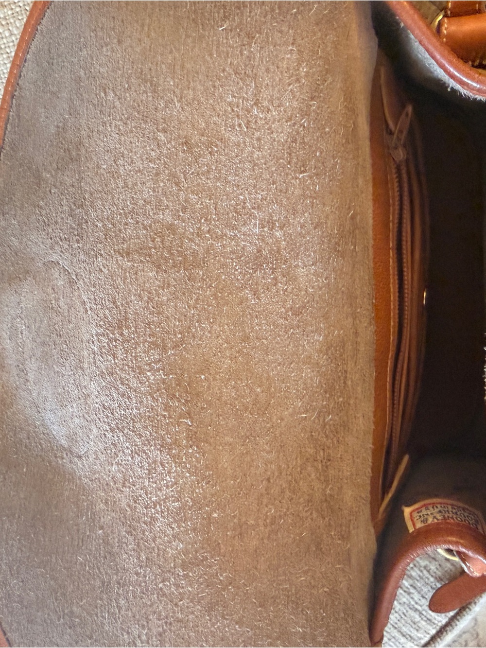 Dooney & Bourke Taupe Pebbled Leather Crossbody with Tan Trim - Picture 8 of 11